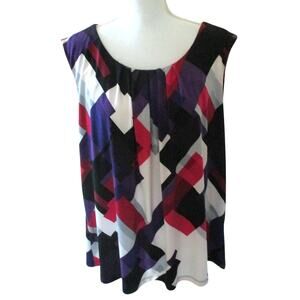 Calvin Klein Women's Plus Multi Color Stretch Sleeveless Shirt Size 3X